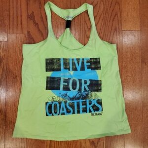 Green Six Flags Graphic Tank Top Sz XL